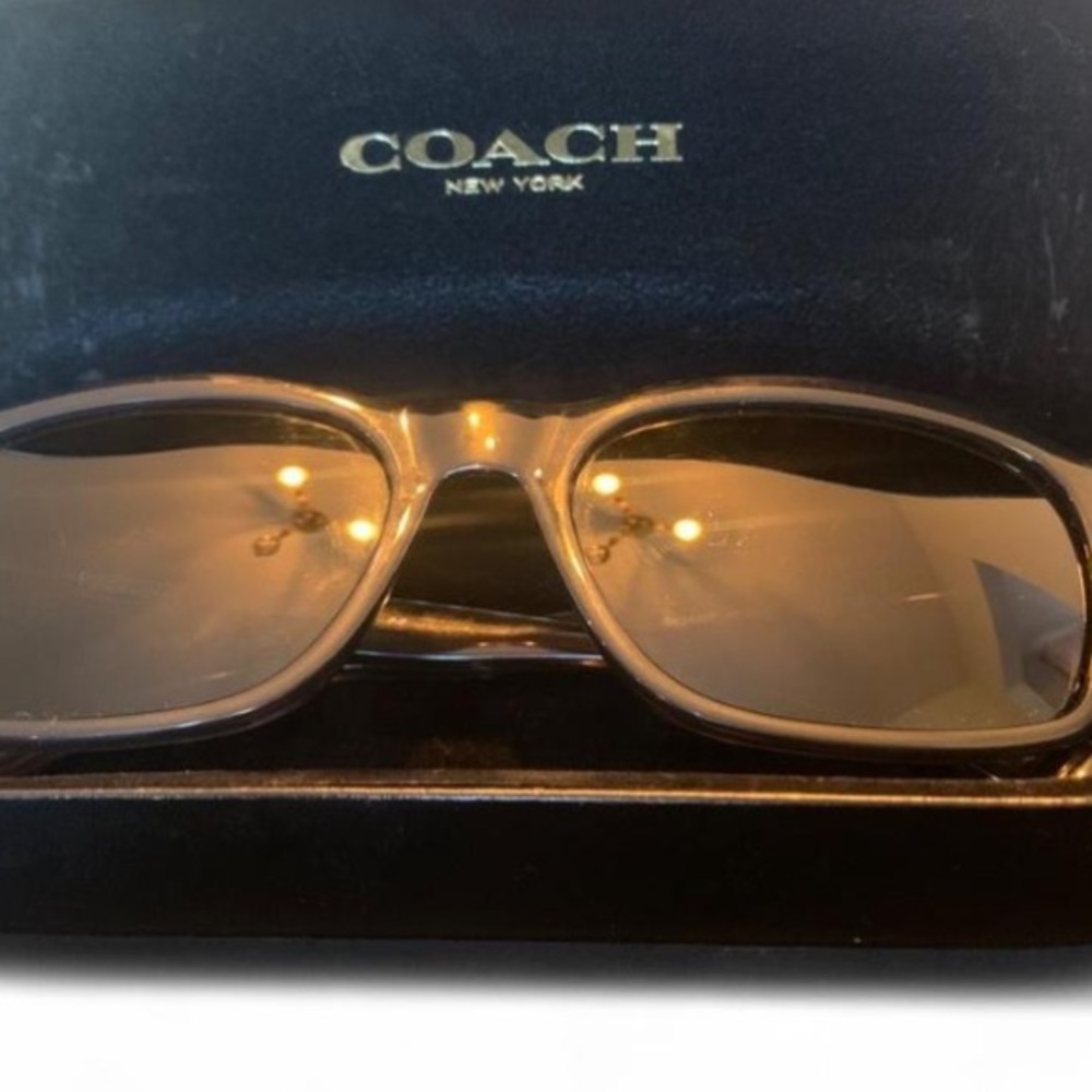 Coach Grey Sunglasses Rectangular Minimalist Clas… - image 6